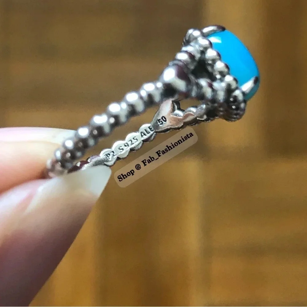 Pandora Sterling Silver blue stone ring